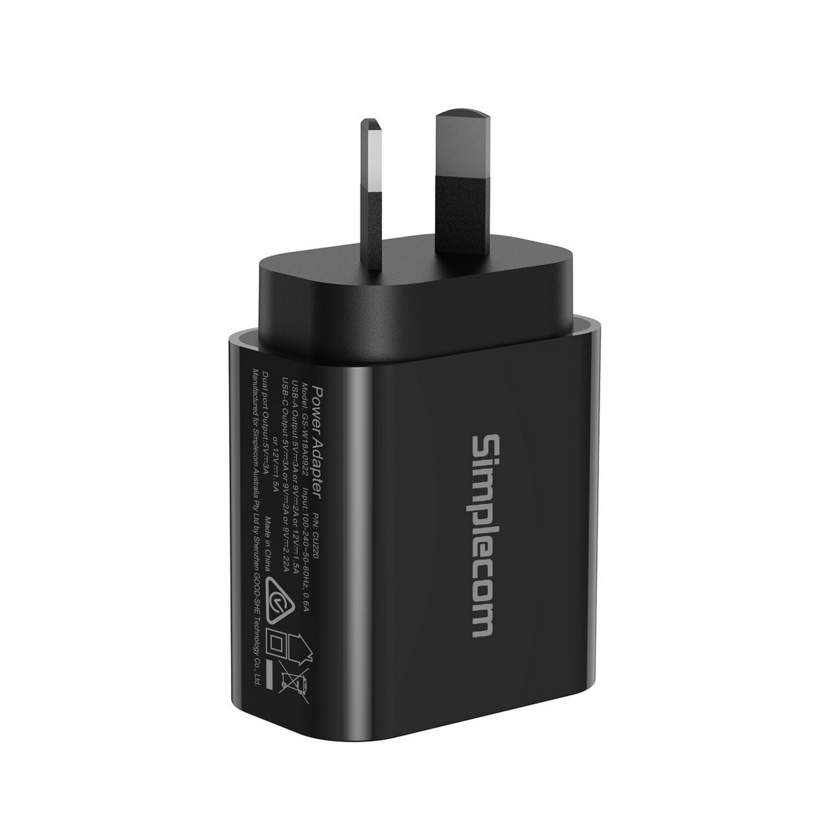 CU220 Dual Port PD 20W Fast Wall Charger USBC + USBA for