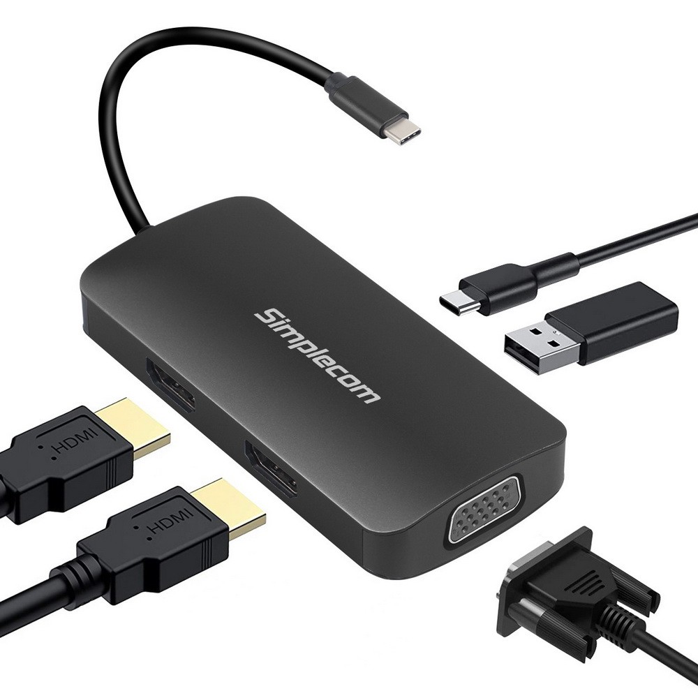 Simplecom DA450 5-in-1 USB-C Multiport Adapter MST Hub with VGA and ...