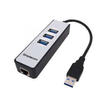 Simplecom CHN310 USB 3.0 HUB 3 Port with Gigabit Ethernet Adapter 1000Mbps for PC MAC
